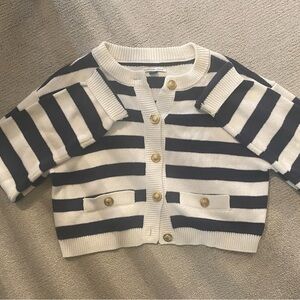 Striped Navy and White Cardigan